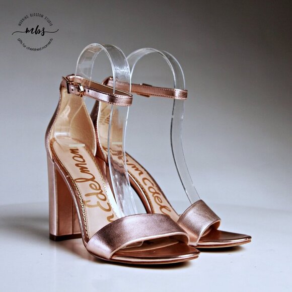 Sam Edelman Yaro Ankle Strap Block Heel Sandals Rose Gold Women 6.5 - Picture 3 of 14